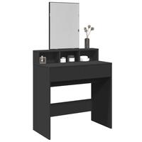 Makeupbord med spejl 80x41x144,5 cm sort