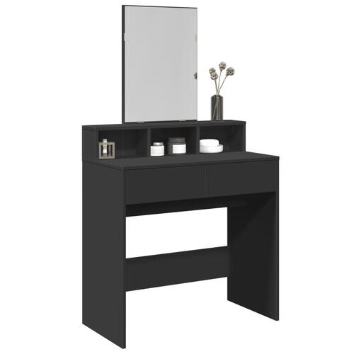 Makeupbord med spejl 80x41x144,5 cm sort