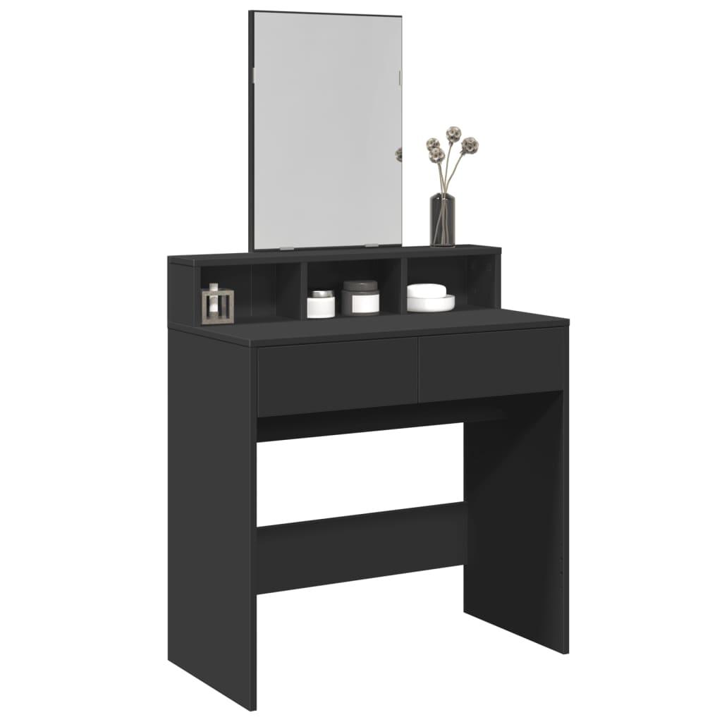 Makeupbord med spejl 80x41x144,5 cm sort