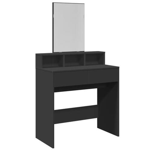 Makeupbord med spejl 80x41x144,5 cm sort