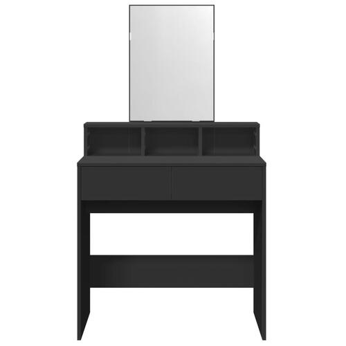 Makeupbord med spejl 80x41x144,5 cm sort
