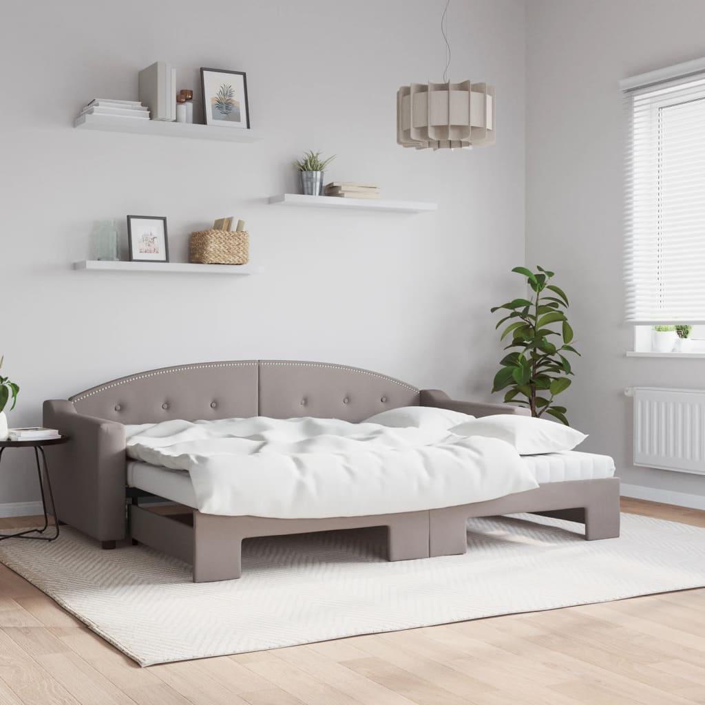 Daybed med udtræk og madras 80x200 cm stof gråbrun billede