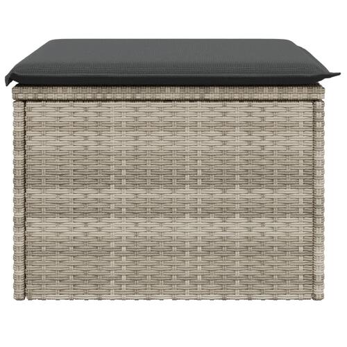 Haveskammel med hynde 55x55x37 cm polyrattan lysegrå