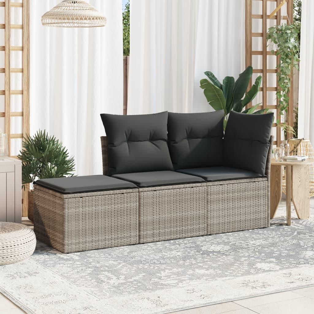 Sofasæt til haven 3 dele med hynder polyrattan lysegrå billede