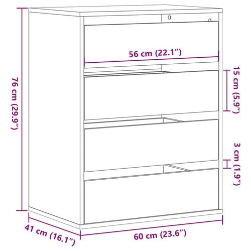 Kommode til hjørne 60x41x76 cm konstrueret træ sonoma-eg