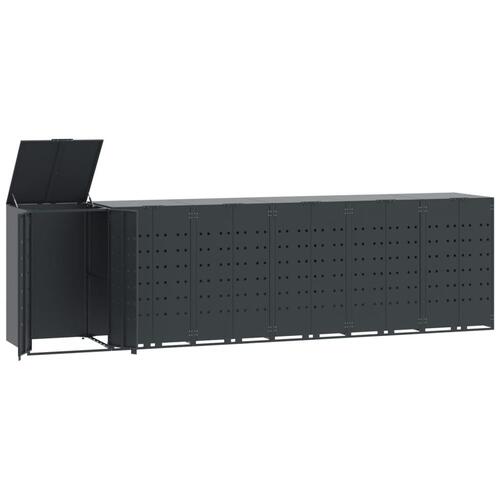 Skraldespandsskjuler 414x79x117 cm 6 rum stål antracit