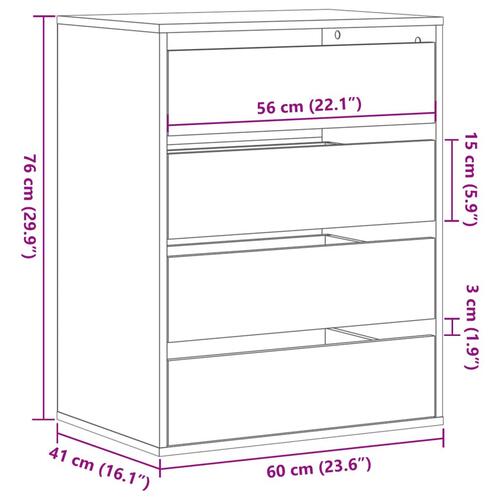 Kommode til hjørne 60x41x76 cm konstrueret træ hvid
