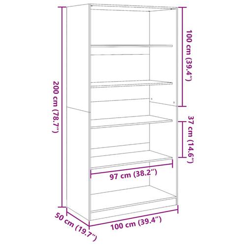 Klædeskab 100x50x200 cm konstrueret træ sonoma-eg