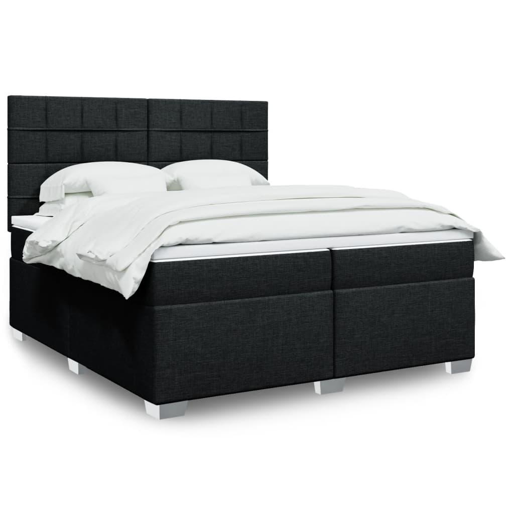 Kontinentalseng med madras og topmadras 200x200 cm - stof, sort billede