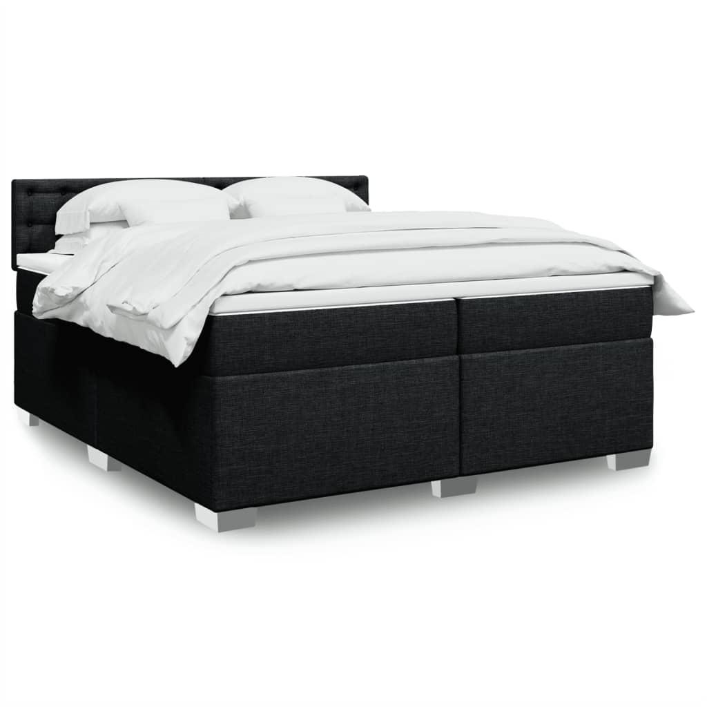 Kontinentalseng med madras og topmadras 200×200 cm - stof, sort, LED-lys billede