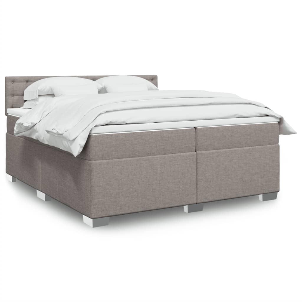 Kontinentalseng 200x200 cm med madras og topmadras - stof gråbrun, LED-lys billede