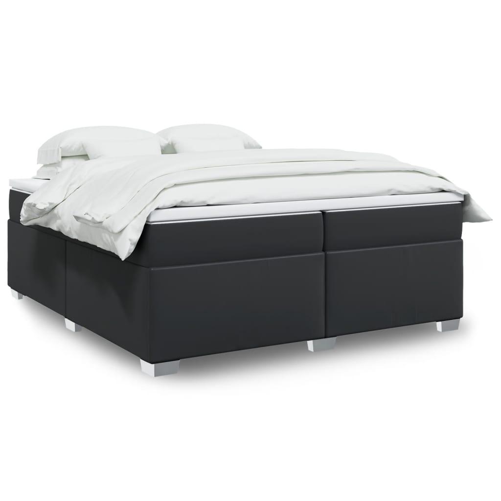 Kontinentalseng med madras 200×200 cm - kunstlæder, sort billede