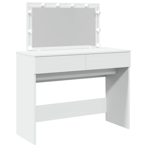 Makeupbord med LED-lys 100x40x120 cm hvid