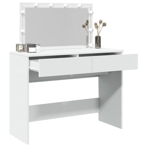 Makeupbord med LED-lys 100x40x120 cm hvid