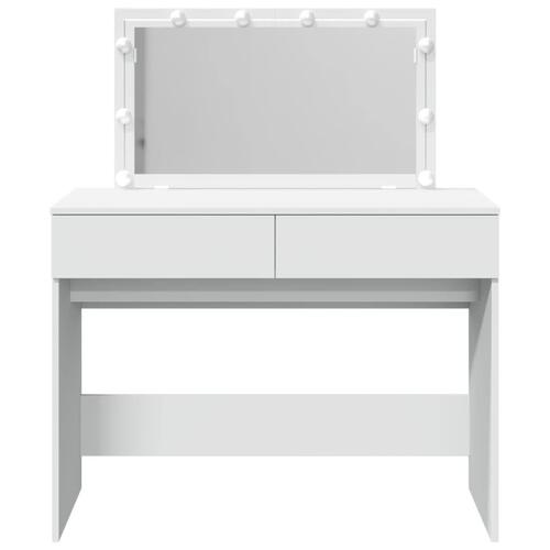 Makeupbord med LED-lys 100x40x120 cm hvid