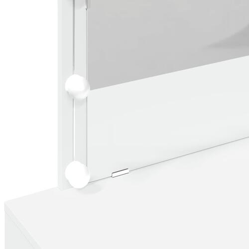 Makeupbord med LED-lys 100x40x120 cm hvid
