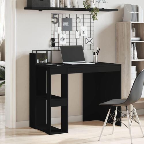Skrivebord 103,5x56,5x94 cm konstrueret træ sort