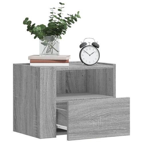 Væghængte sengeborde 2 stk. 45x30x35 cm grå sonoma-eg