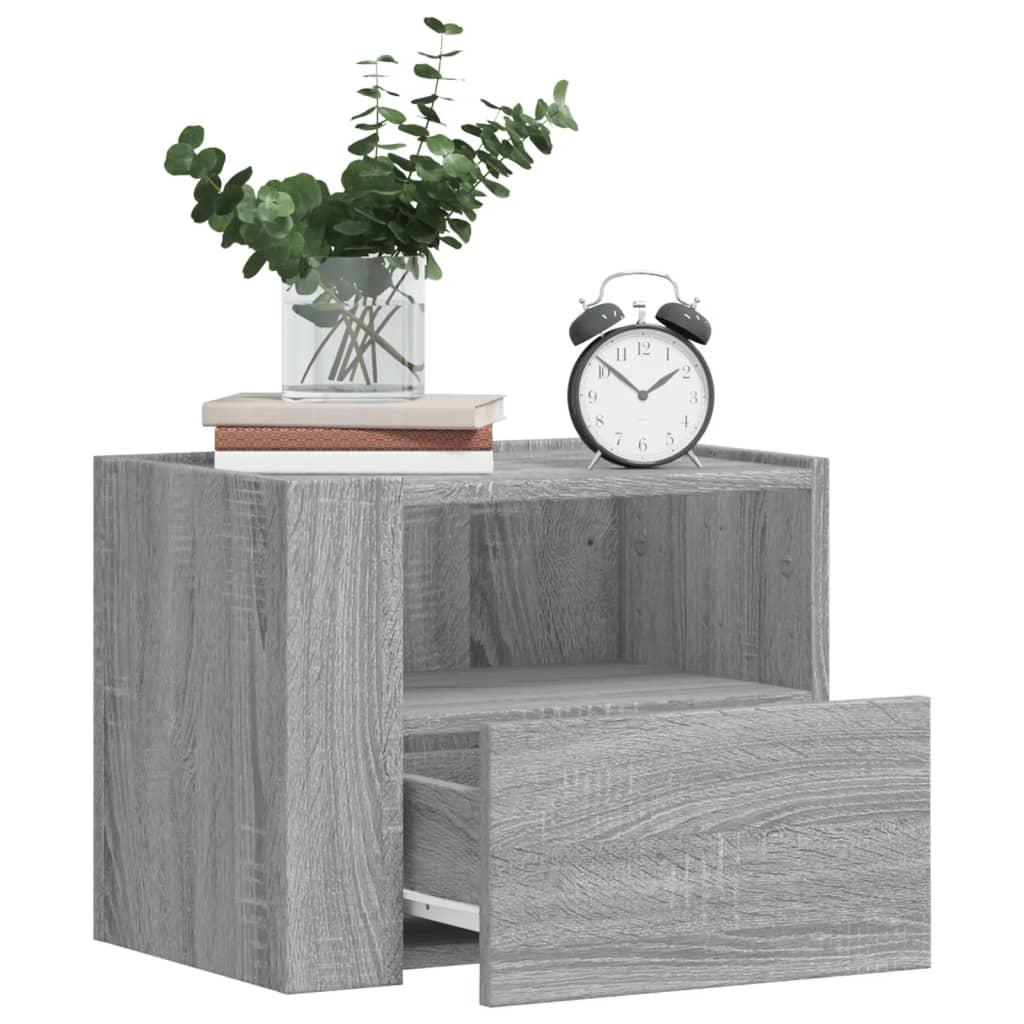 Væghængte sengeborde 2 stk. 45x30x35 cm grå sonoma-eg