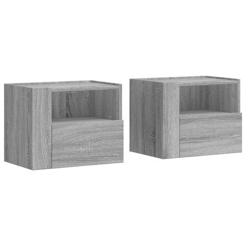 Væghængte sengeborde 2 stk. 45x30x35 cm grå sonoma-eg