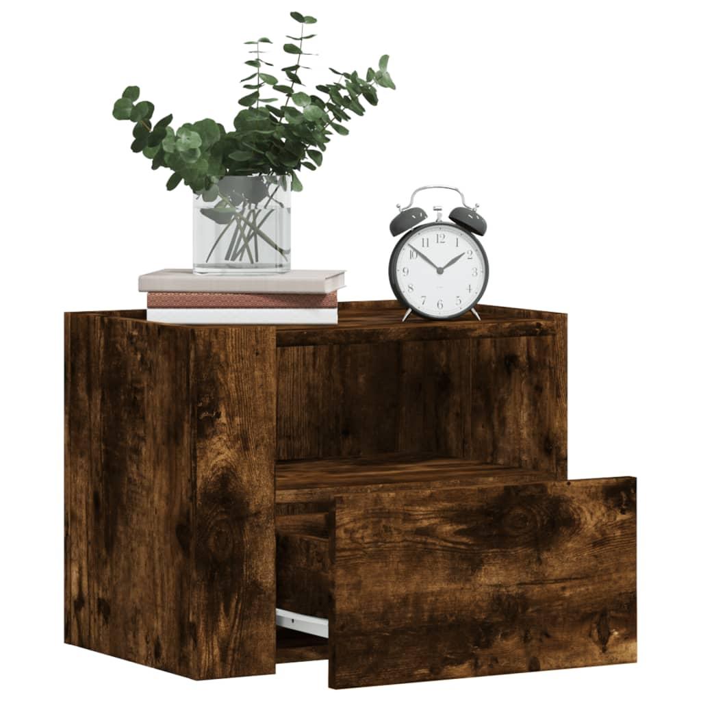 Væghængte sengeborde 2 stk. 45x30x35 cm røget egetræsfarve