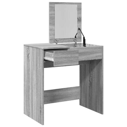 Makeupbord med spejl 73x46,5x120 cm grå sonoma-eg