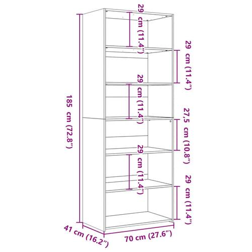 Reol 70x41x185 cm konstrueret træ sort