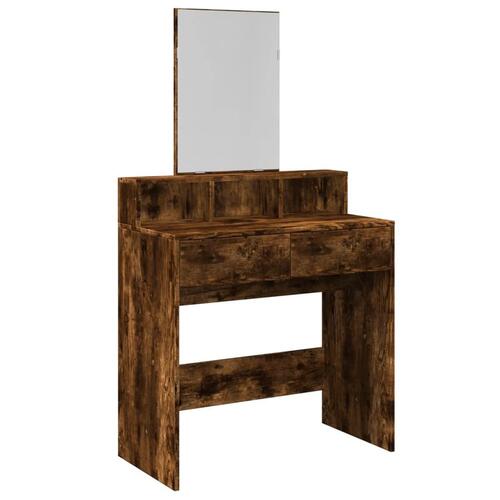 Makeupbord med spejl 80x41x144,5 cm røget egetræsfarve