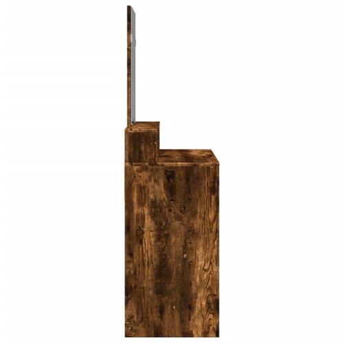 Makeupbord med spejl 80x41x144,5 cm røget egetræsfarve