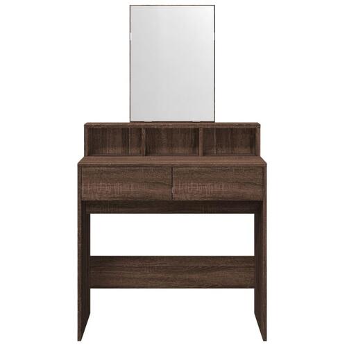 Makeupbord med spejl 80x41x144,5 cm brun egetræsfarve
