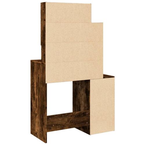 Makeupbord med skab 80x35x132 cm røget egetræsfarve