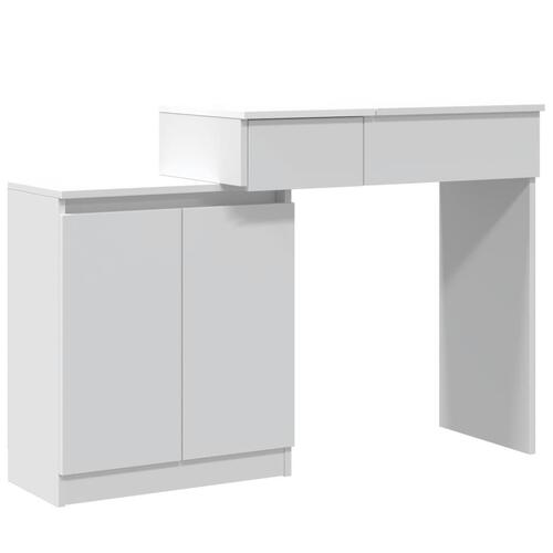 Makeupbord med LED-lys 115x37x110,5 cm hvid