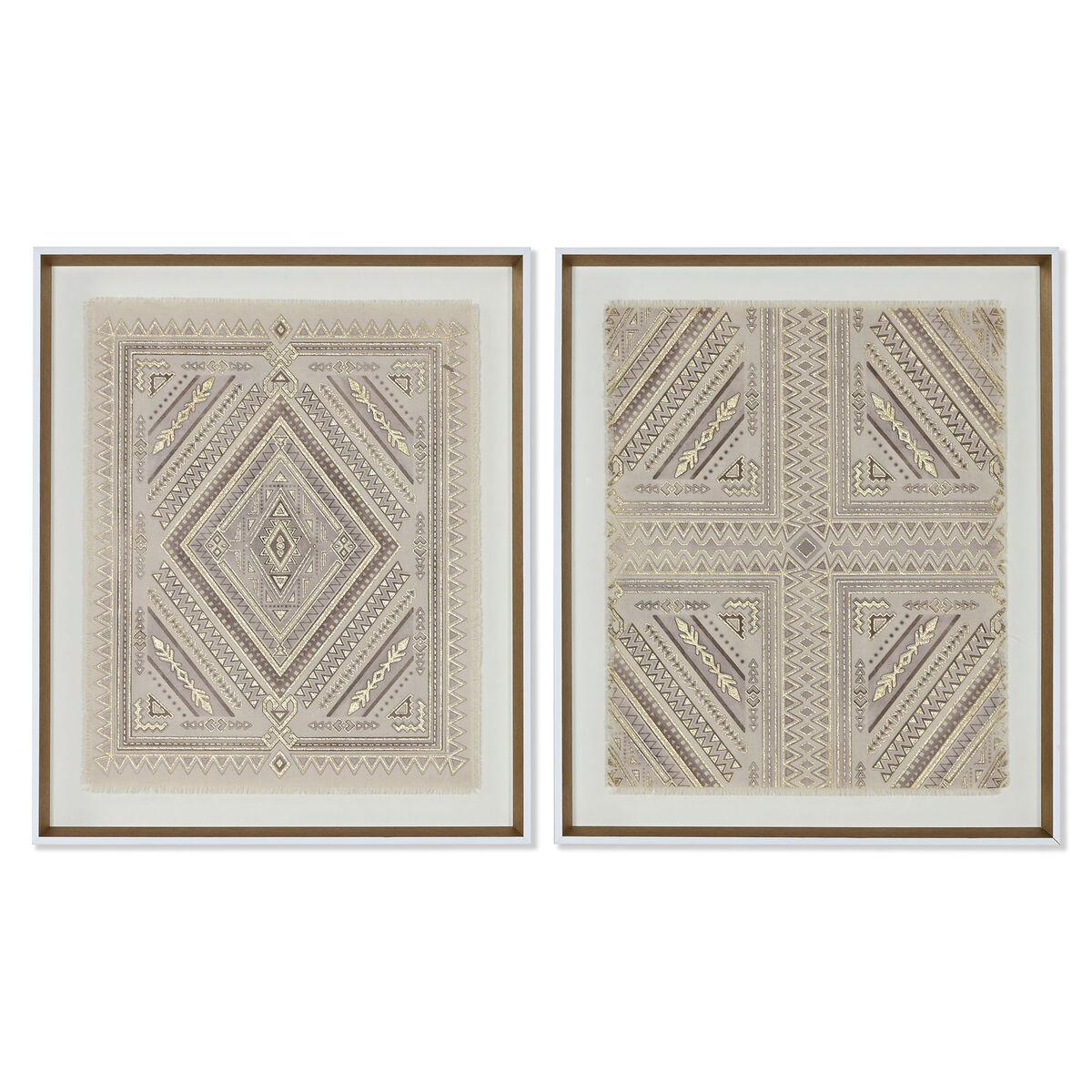 Lærred - Hvid/Natur Boho, 50 × 3,8 × 60 cm, sæt á 2