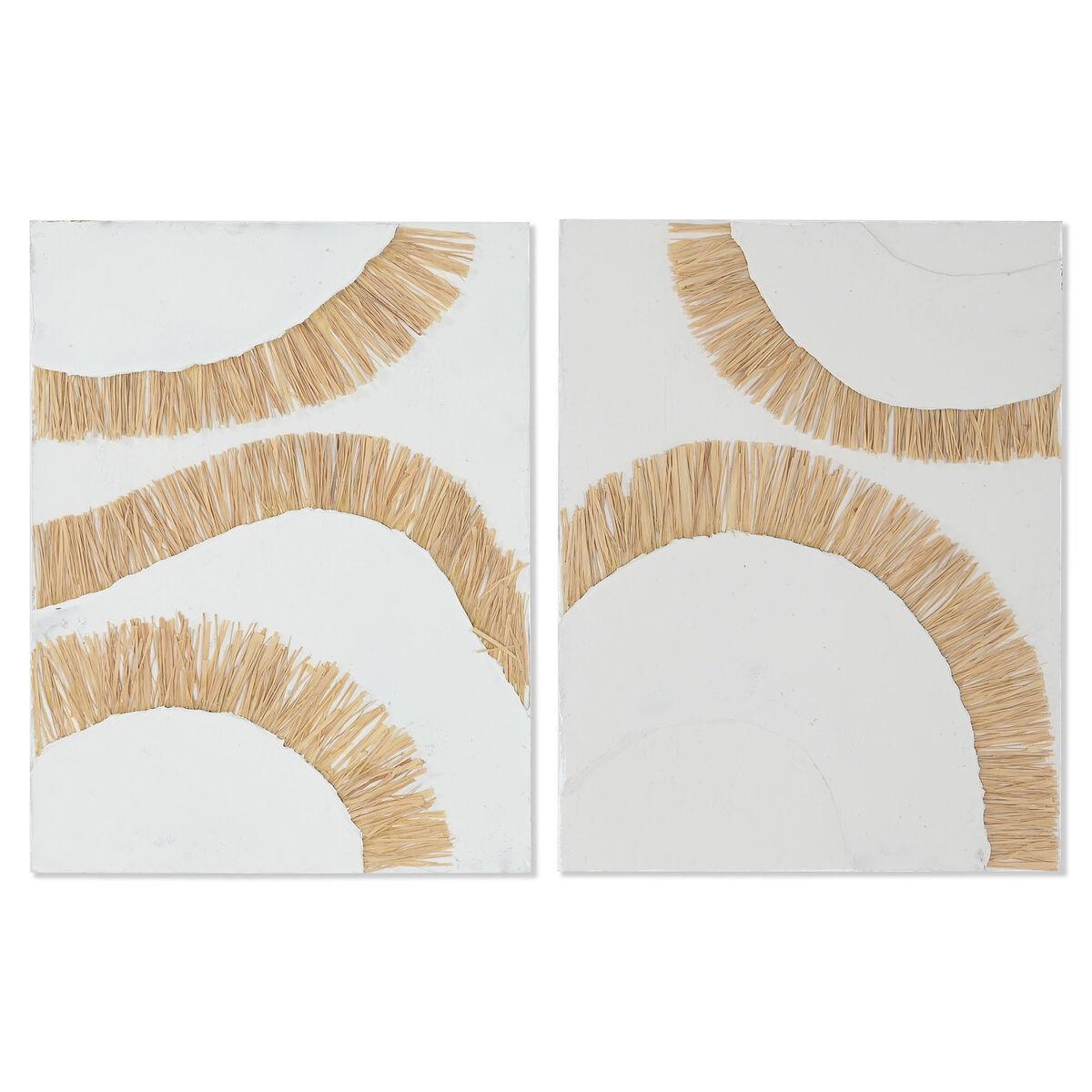 Lærred - Boho vægkunst, hvid/natur, 60 × 80 cm (sæt af 2)