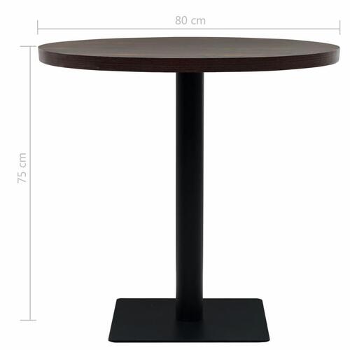 Bistrobord MDF og stål rund 80 x 75 cm mørk aske