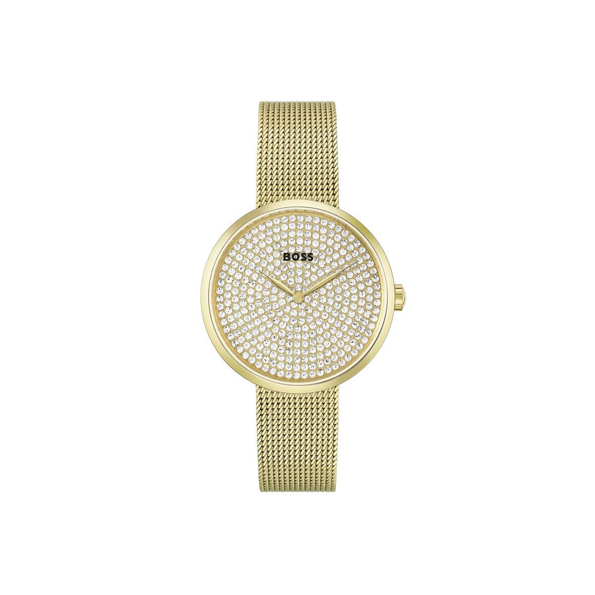 Hugo Boss dameur 1502659 - guldfarvet mesh, Ø 36 mm