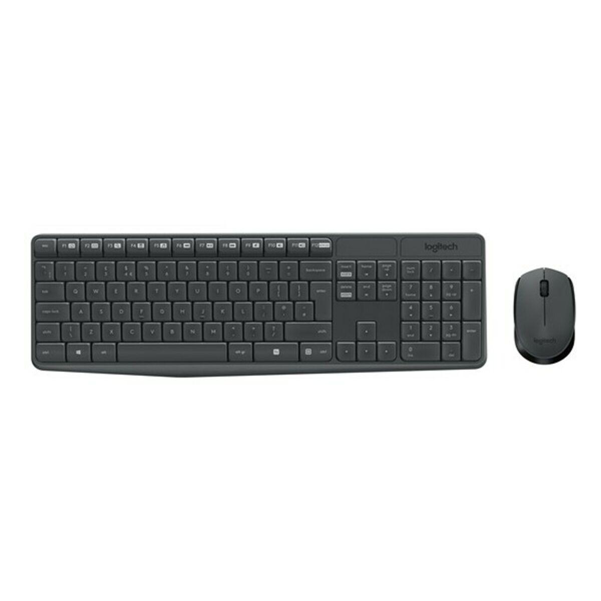 Tastatur og trådløs mus Logitech 920-007919 Sort