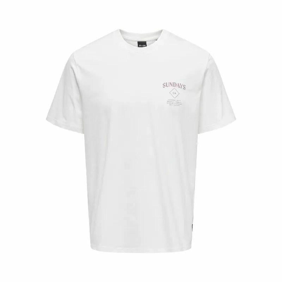 Kortærmet T-shirt til Mænd Only & Sons Onskye Reg Hvid XL