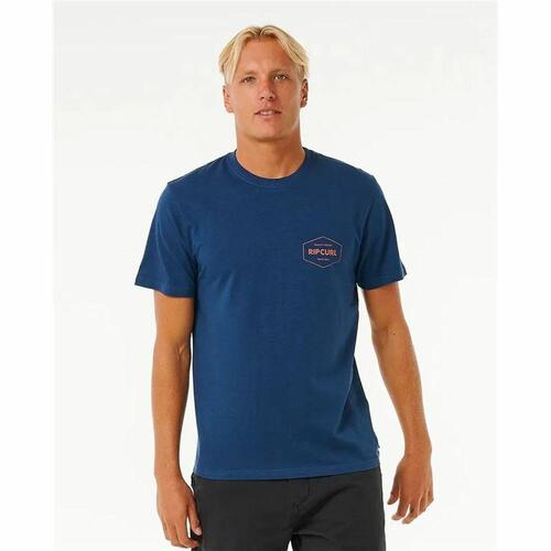 Kortærmet T-shirt til Mænd Rip Curl Stapler Blå XL