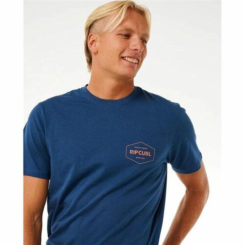Kortærmet T-shirt til Mænd Rip Curl Stapler Blå XL