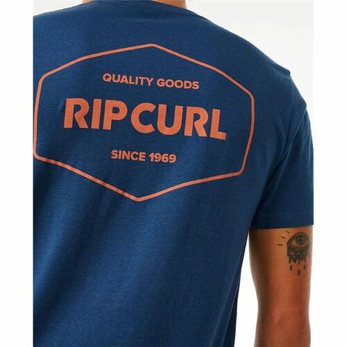 Kortærmet T-shirt til Mænd Rip Curl Stapler Blå XL