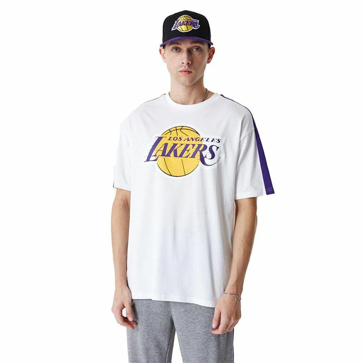 Kortærmet T-shirt til Mænd New Era NBA Colour Block LA Lakers Hvid M