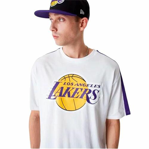 Kortærmet T-shirt til Mænd New Era NBA Colour Block LA Lakers Hvid XL
