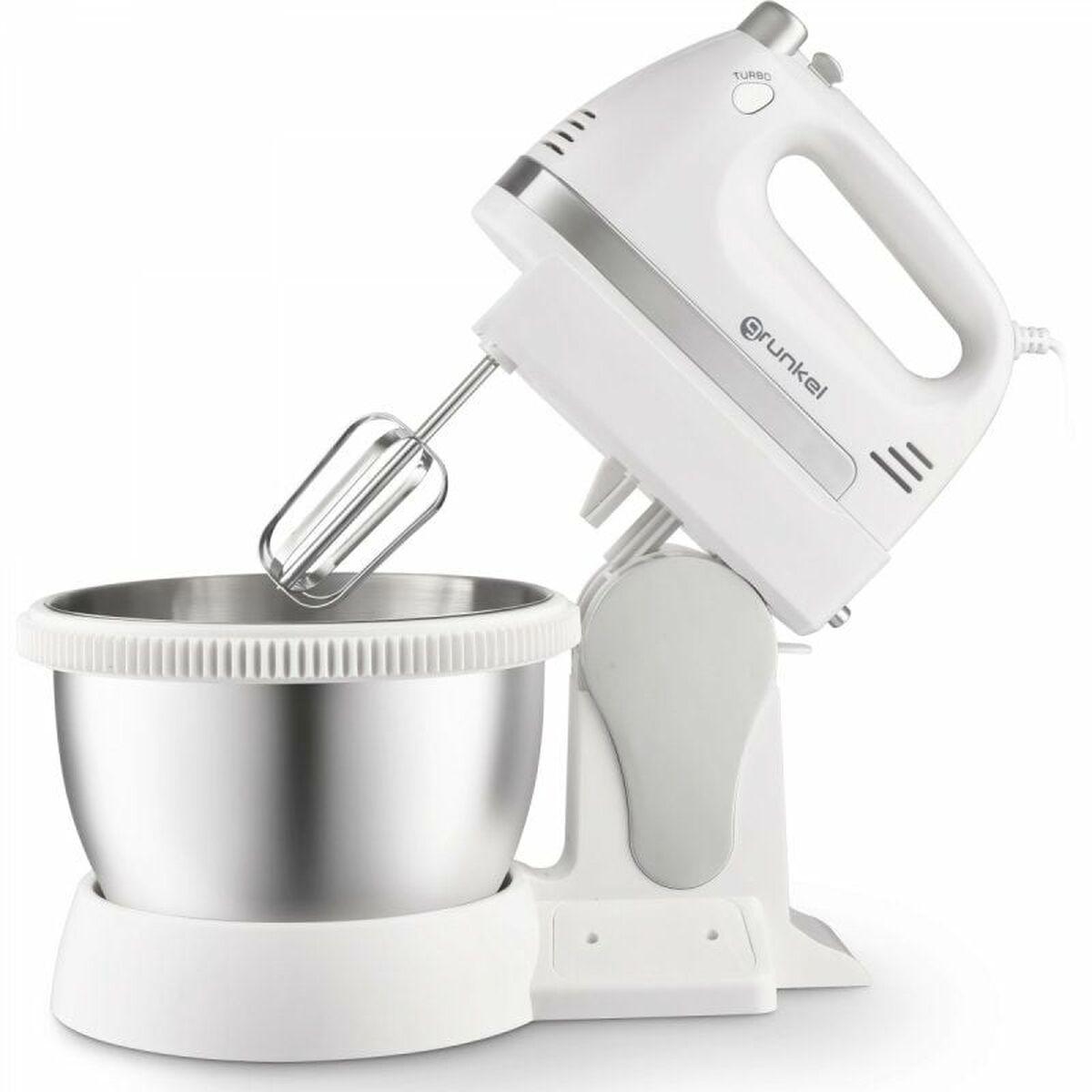 Grunkel AM-350TURBO5BOWL håndmixer med skål - 350 W, hvid