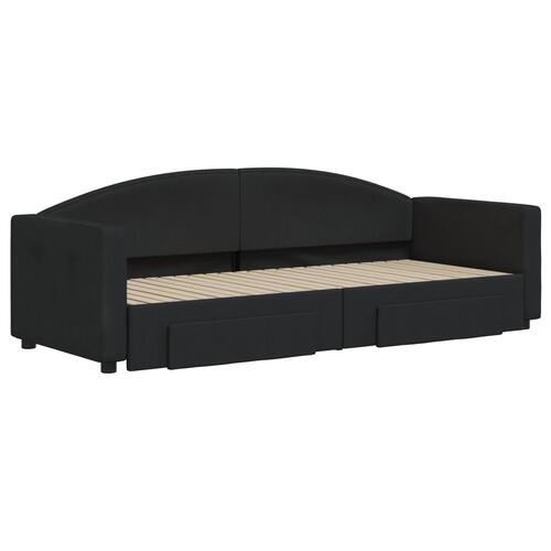 Daybed med udtræk og skuffer 80x200 cm stof sort