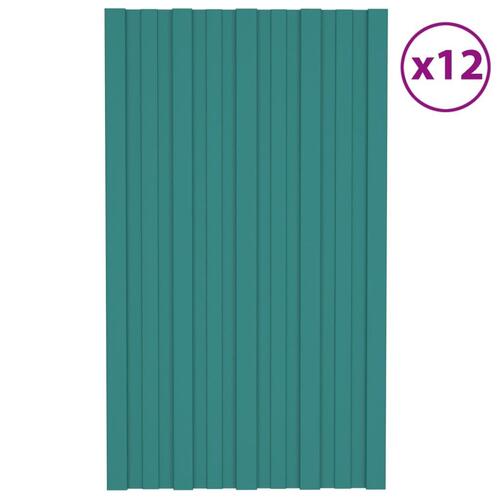 Tagplader 12 stk. 80x45 cm galvaniseret stål grøn