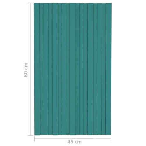 Tagplader 12 stk. 80x45 cm galvaniseret stål grøn