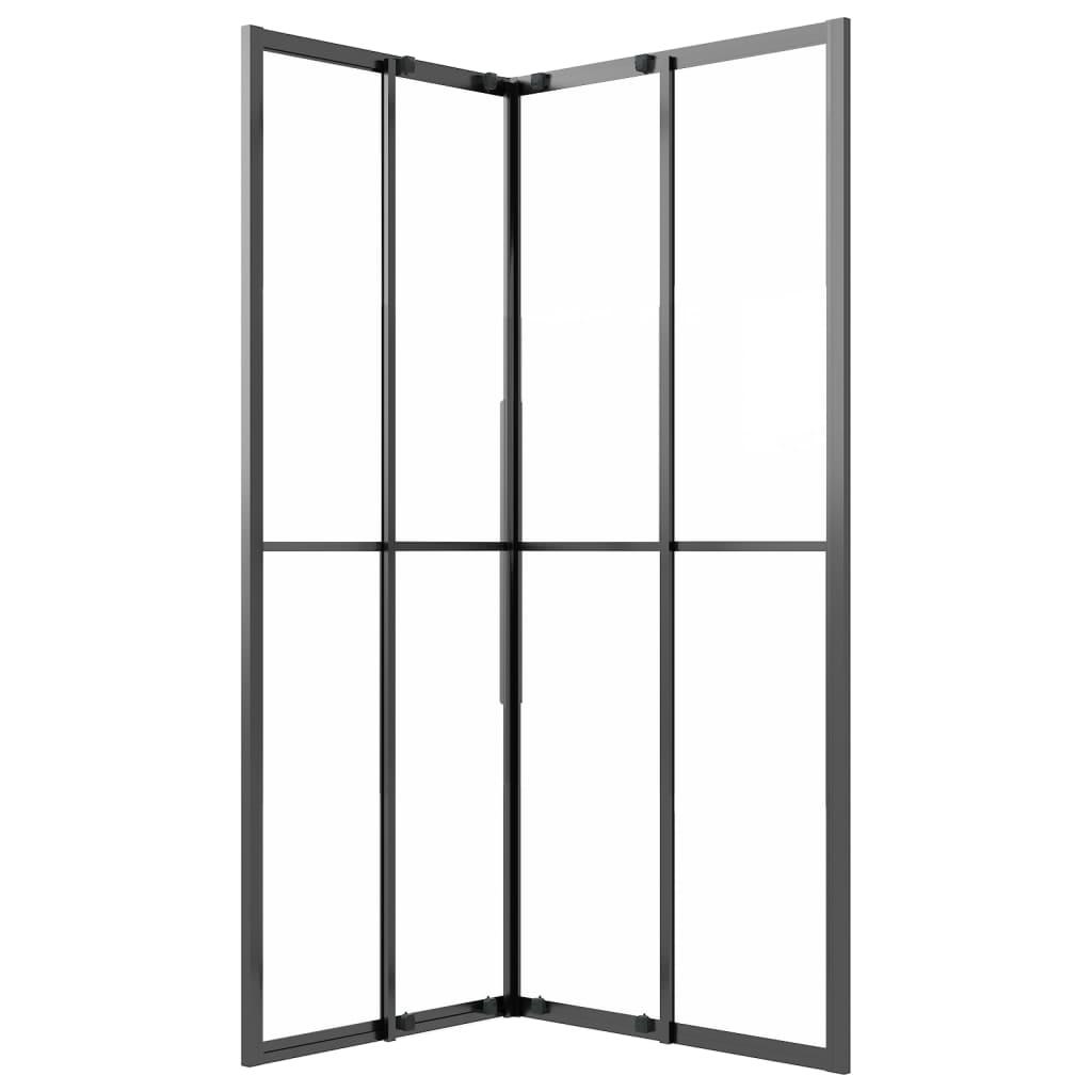 Brusekabine 80x70x180 cm matteret sikkerhedsglas sort