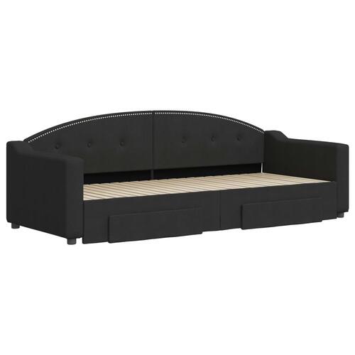 Daybed med udtræk og skuffer 80x200 cm stof sort