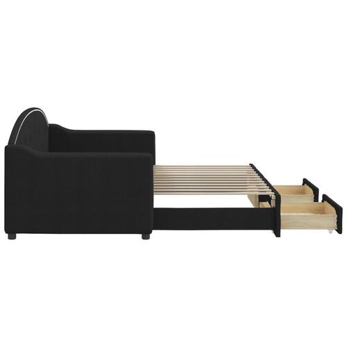 Daybed med udtræk og skuffer 80x200 cm stof sort